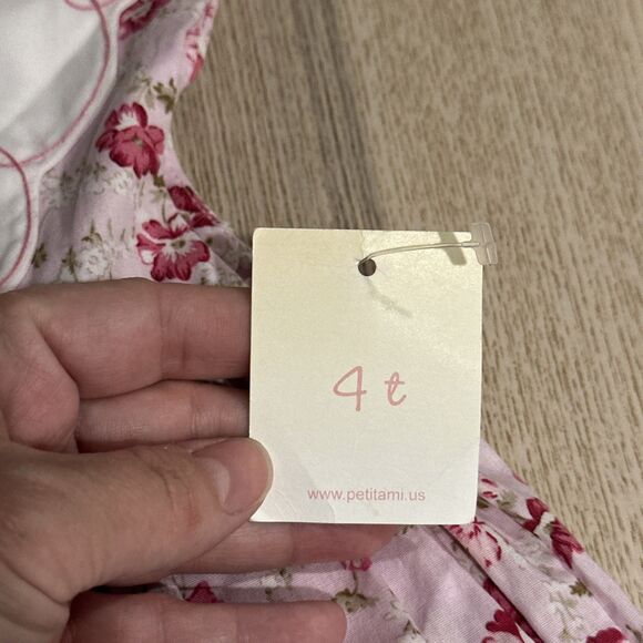 Petit Ami NWT Girls Size 4T Dress Floral White Pink - Picture 4 of 12